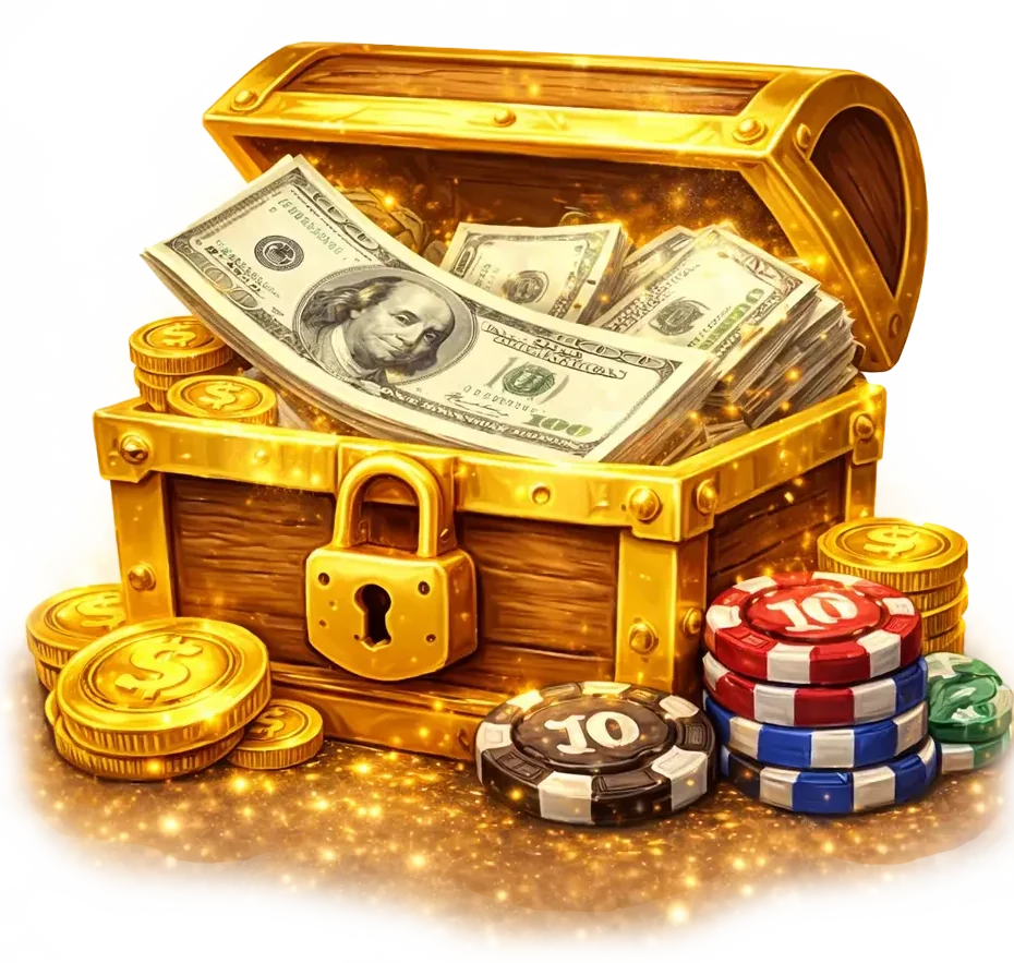 Cofre lleno de dinero para premios mayores